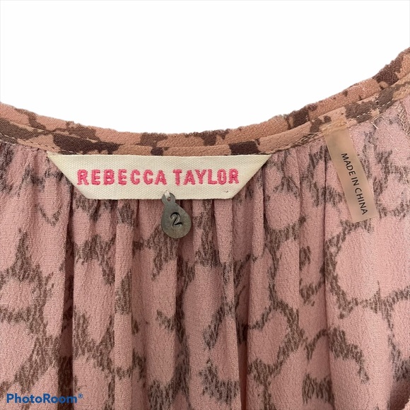 Rebecca Taylor Leopard Cheetah Tunic Shirt Pink/Tan Dress Size 2 - Picture 2 of 8